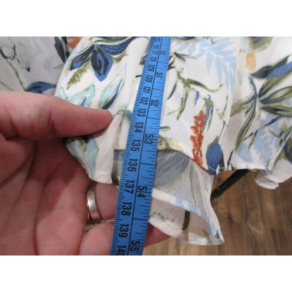 IVY CITY Dress Women XXL White/Blue Floral Long Flutter Sleeve - Picture 7 of 7